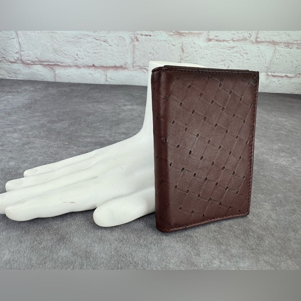 Pierre Cardin Mens Brown Perforated Leather Trifold Wallet